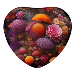 Flowers Blossoms Petals Blooms Heart Glass Fridge Magnet (4 Pack) by 99art