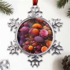 Flowers Blossoms Petals Blooms Metal Large Snowflake Ornament