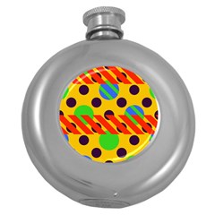 Background Graphic Beautiful Wallpaper Round Hip Flask (5 Oz)