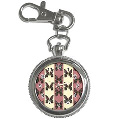 Butterflies Pink Old Ancient Texture Decorative Key Chain Watches by 99art