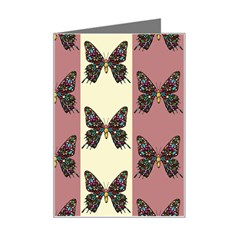 Butterflies Pink Old Ancient Texture Decorative Mini Greeting Card by 99art