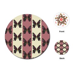 Butterflies Pink Old Ancient Texture Decorative Playing Cards Single Design (round) by 99art