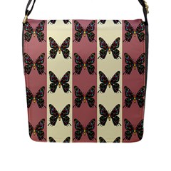 Butterflies Pink Old Ancient Texture Decorative Flap Closure Messenger Bag (l) by 99art