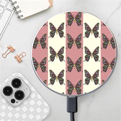 Butterflies Pink Old Ancient Texture Decorative Wireless Fast Charger(white) by 99art