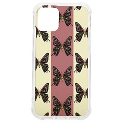 Butterflies Pink Old Ancient Texture Decorative Iphone 12 Mini Tpu Uv Print Case	