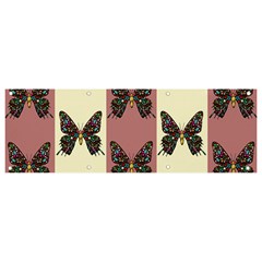 Butterflies Pink Old Ancient Texture Decorative Banner And Sign 9  X 3  by 99art