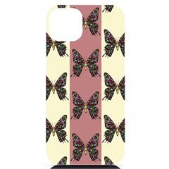 Butterflies Pink Old Ancient Texture Decorative Iphone 14 Plus Black Uv Print Case by 99art