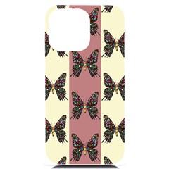 Butterflies Pink Old Ancient Texture Decorative Iphone 14 Pro Max Black Uv Print Case