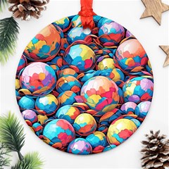 Pattern Seamless Balls Colorful Rainbow Colors Ornament (round) by 99art