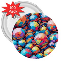 Pattern Seamless Balls Colorful Rainbow Colors 3  Buttons (100 Pack)  by 99art