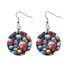 Pattern Seamless Balls Colorful Rainbow Colors Mini Button Earrings by 99art