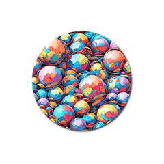 Pattern Seamless Balls Colorful Rainbow Colors Magnet 3  (round) by 99art