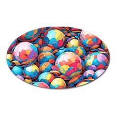 Pattern Seamless Balls Colorful Rainbow Colors Oval Magnet by 99art