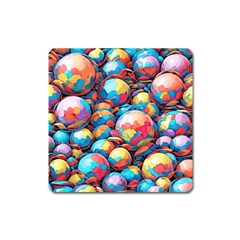 Pattern Seamless Balls Colorful Rainbow Colors Square Magnet by 99art