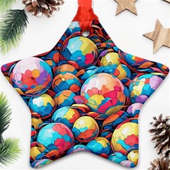 Pattern Seamless Balls Colorful Rainbow Colors Star Ornament (two Sides) by 99art