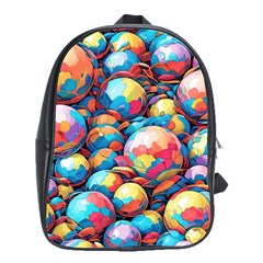 Pattern Seamless Balls Colorful Rainbow Colors School Bag (large) by 99art