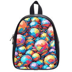 Pattern Seamless Balls Colorful Rainbow Colors School Bag (small) by 99art