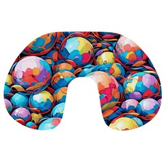 Pattern Seamless Balls Colorful Rainbow Colors Travel Neck Pillow by 99art