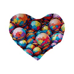 Pattern Seamless Balls Colorful Rainbow Colors Standard 16  Premium Flano Heart Shape Cushions by 99art