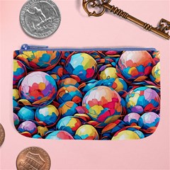 Pattern Seamless Balls Colorful Rainbow Colors Large Coin Purse by 99art