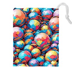 Pattern Seamless Balls Colorful Rainbow Colors Drawstring Pouch (4xl) by 99art