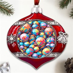 Pattern Seamless Balls Colorful Rainbow Colors Metal Snowflake And Bell Red Ornament by 99art