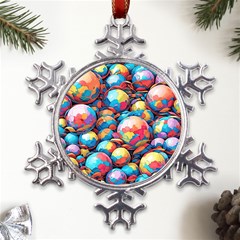 Pattern Seamless Balls Colorful Rainbow Colors Metal Large Snowflake Ornament