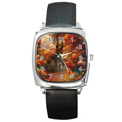 Collage Art Ai Wow Awesome Square Metal Watch by 99art