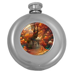 Collage Art Ai Wow Awesome Round Hip Flask (5 Oz)