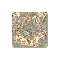 Art Nouveau Vintage Retro Pattern Floral Square Magnet by 99art