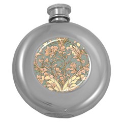 Art Nouveau Vintage Retro Pattern Floral Round Hip Flask (5 Oz)