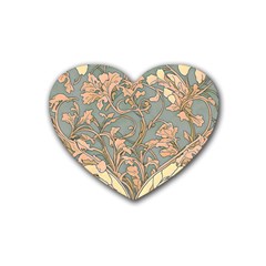 Art Nouveau Vintage Retro Pattern Floral Rubber Coaster (heart) by 99art