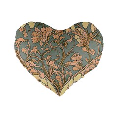 Art Nouveau Vintage Retro Pattern Floral Standard 16  Premium Flano Heart Shape Cushions by 99art