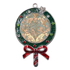 Art Nouveau Vintage Retro Pattern Floral Metal X mas Lollipop With Crystal Ornament by 99art