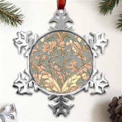 Art Nouveau Vintage Retro Pattern Floral Metal Small Snowflake Ornament by 99art