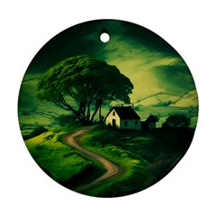 Landscape Scenery Nature Artwork Round Ornament (two Sides) by 99art