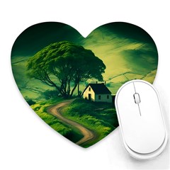 Landscape Scenery Nature Artwork Heart Mousepad by 99art