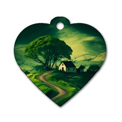 Landscape Scenery Nature Artwork Dog Tag Heart (one Side) by 99art