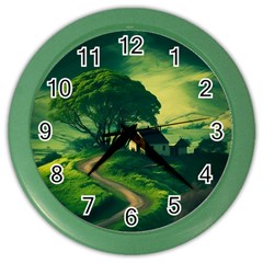 Landscape Scenery Nature Artwork Color Wall Clock by 99art