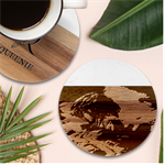 Landscape Scenery Nature Artwork Marble Wood Coaster (Round) Front