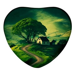 Landscape Scenery Nature Artwork Heart Glass Fridge Magnet (4 Pack) by 99art