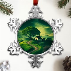 Landscape Scenery Nature Artwork Metal Small Snowflake Ornament