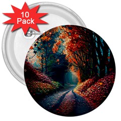 Forest Autumn Fall Painting 3  Buttons (10 Pack)  by 99art