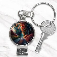 Forest Autumn Fall Painting Nail Clippers Key Chain by 99art