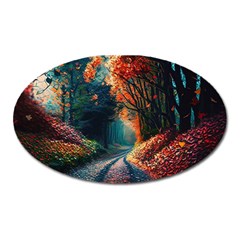 Forest Autumn Fall Painting Oval Magnet by 99art