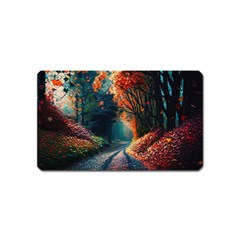 Forest Autumn Fall Painting Magnet (name Card) by 99art