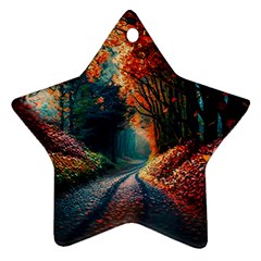 Forest Autumn Fall Painting Star Ornament (two Sides) by 99art