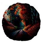 Forest Autumn Fall Painting Large 18  Premium Round Cushions Front