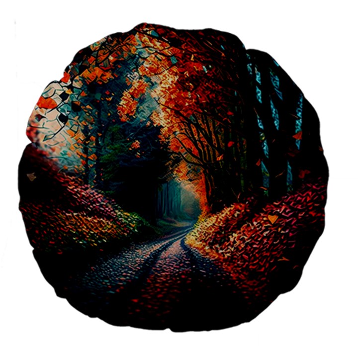 Forest Autumn Fall Painting Large 18  Premium Round Cushions