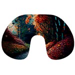 Forest Autumn Fall Painting Travel Neck Pillow Back